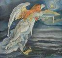 Ангел слушающий грозу
(30.01.1993; оргалит, масло; 42x44 см)
Анна Зинковская