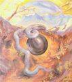 Sleeping snake
(17.02.1994; oil on hardboard; 50x45 cm)
Anna Zinkovsky